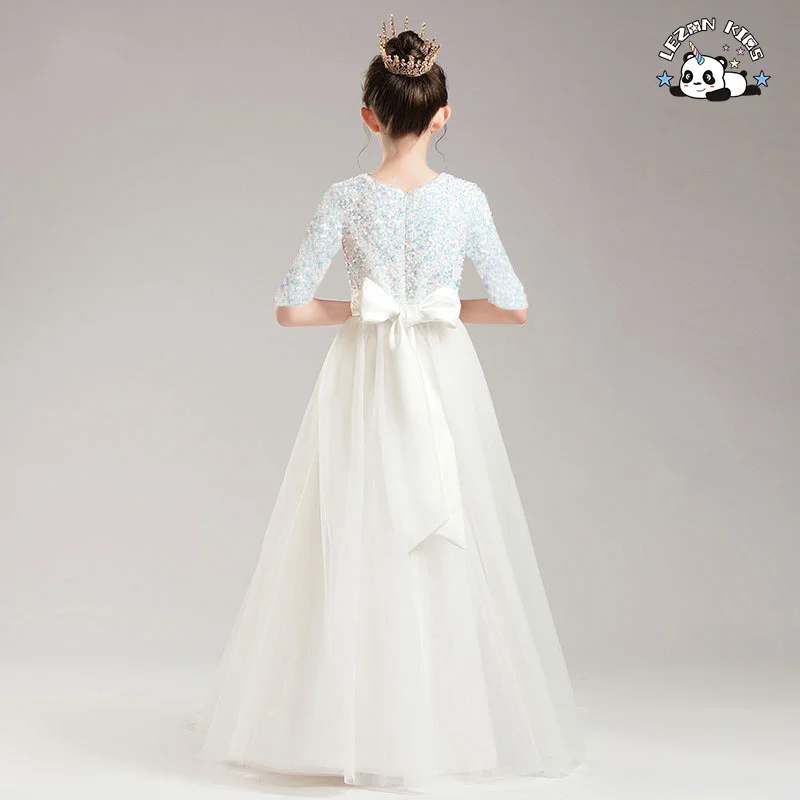 LEZONKIDS - New Arrival Spring Autumn middle sleeve tutu sequin Performance Dress Evening Princess Dress